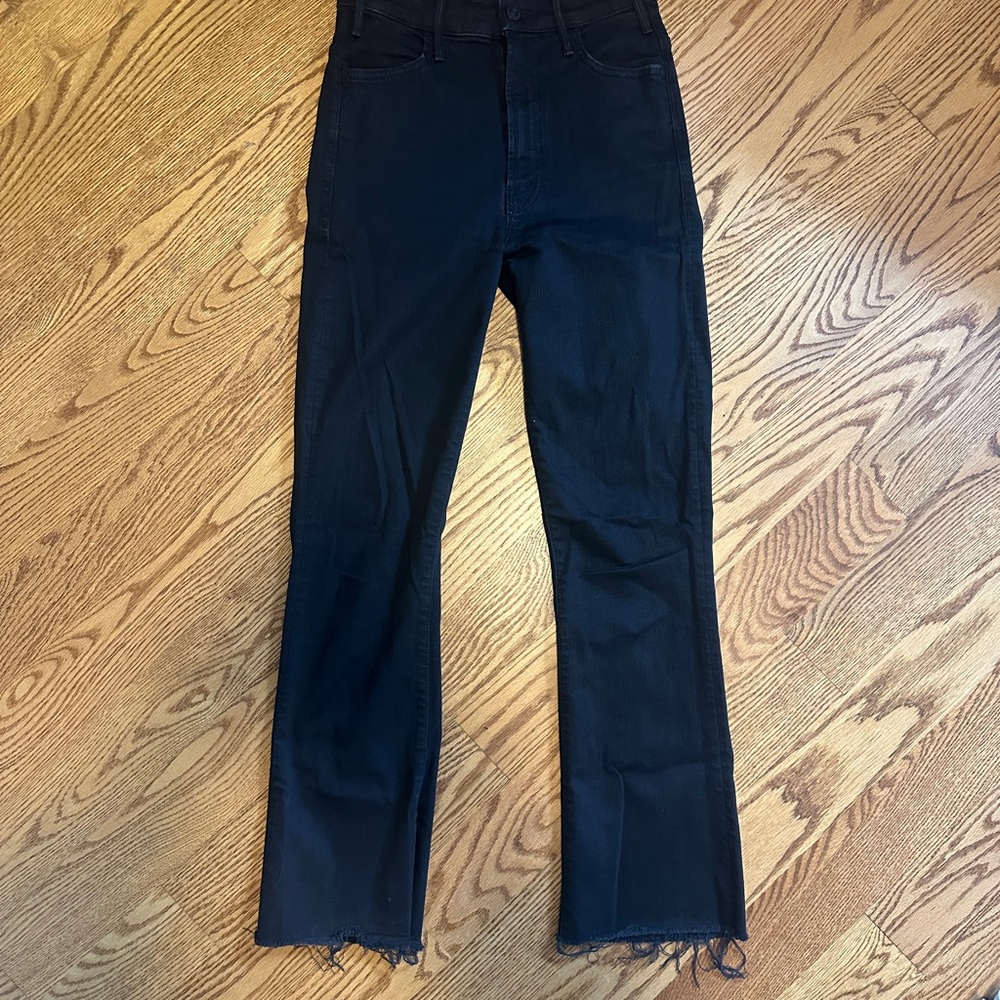 MOTHER Black Hustler Ankle Fray Jeans